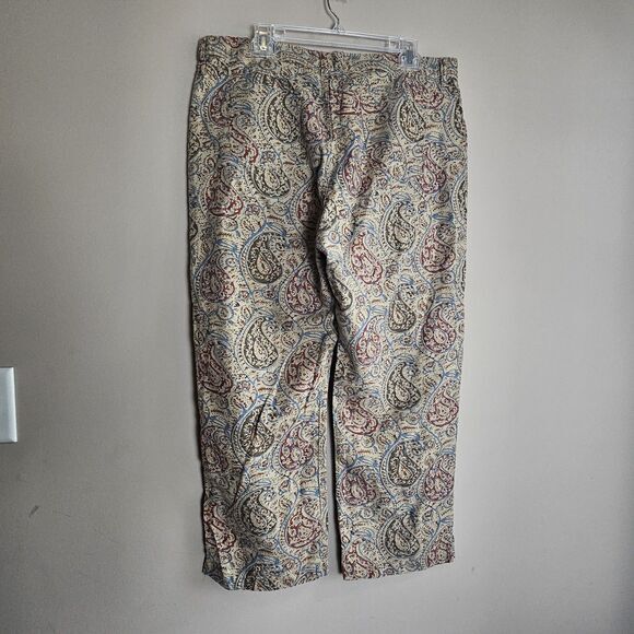 Vtg Lauren Ralph Lauren Pants Women's Size 16 Linen Blend‎ Beige Paisley Preppy - Picture 5 of 10